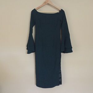 Bardot NWOT off the shoulder, emerald dress, size6